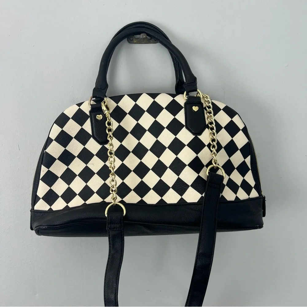 Betsey Johnson Checkered Black and White Handbag - Picture 8 of 13